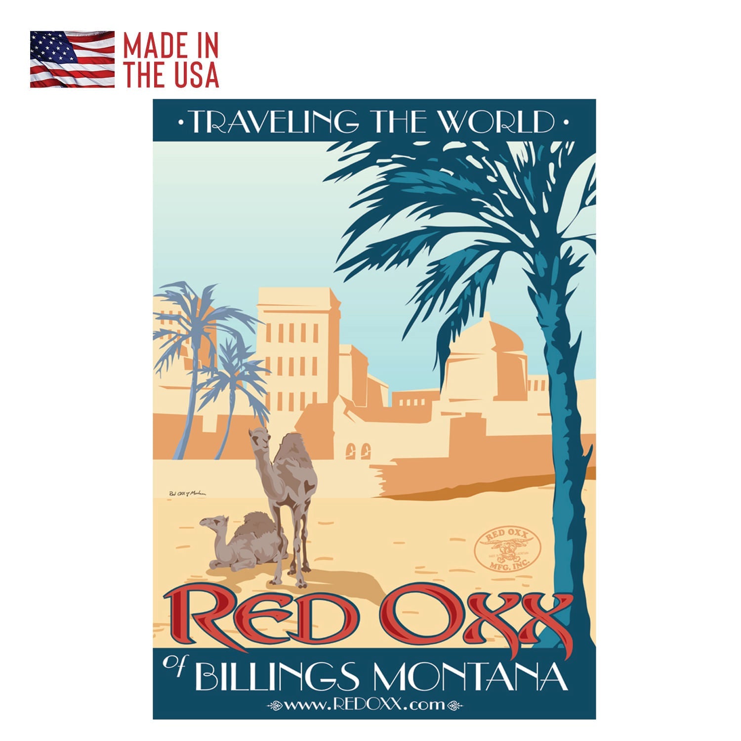 Red Oxx art poster with camel 